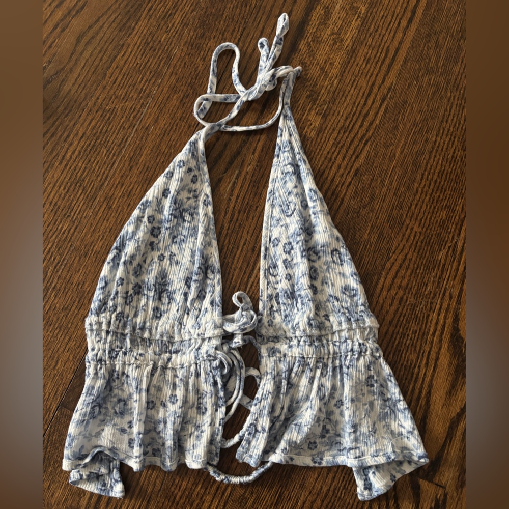 Garage Floral Blue Halter Top